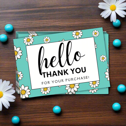 Hello, Thank You For Your Purchase Daises Cards