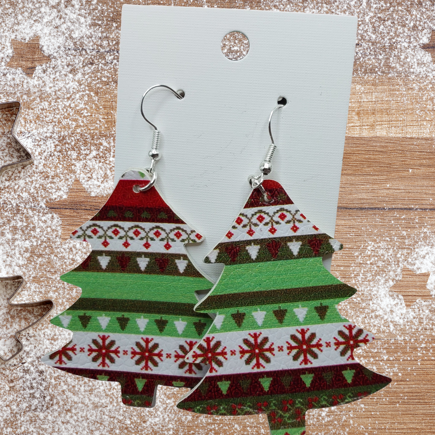 Imitation Leather Holiday Cheer Tree Earrings