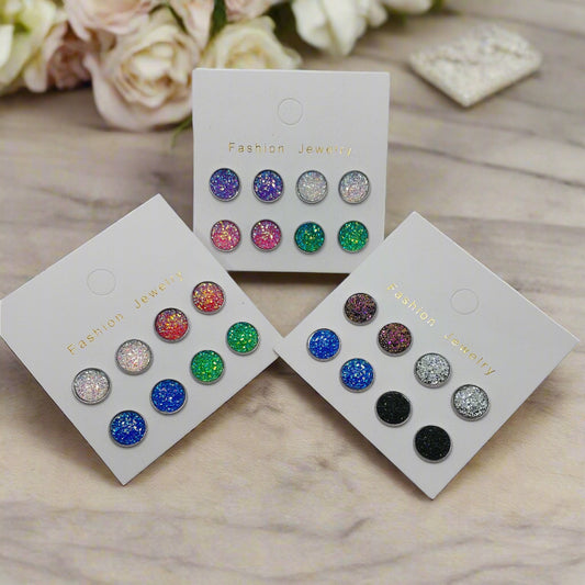 Imitation Druzy Earring Set (4 pair)