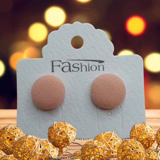 Mauve Chiffon Fabric Button Stud Earrings (13mm)