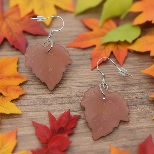 Mauve Maple Leaf Dangle Earrings