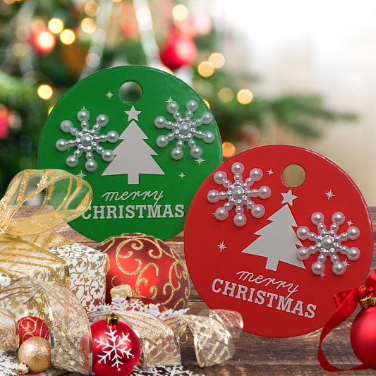 Merry Christmas Gift Tags with 15mm Snowflake Earrings