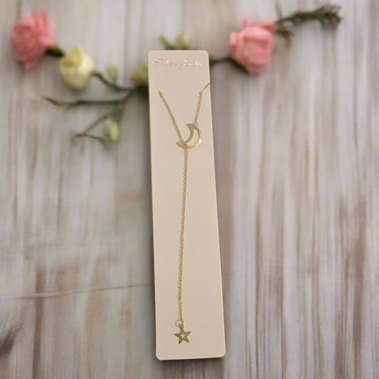 Moon & Star Lariat Necklace