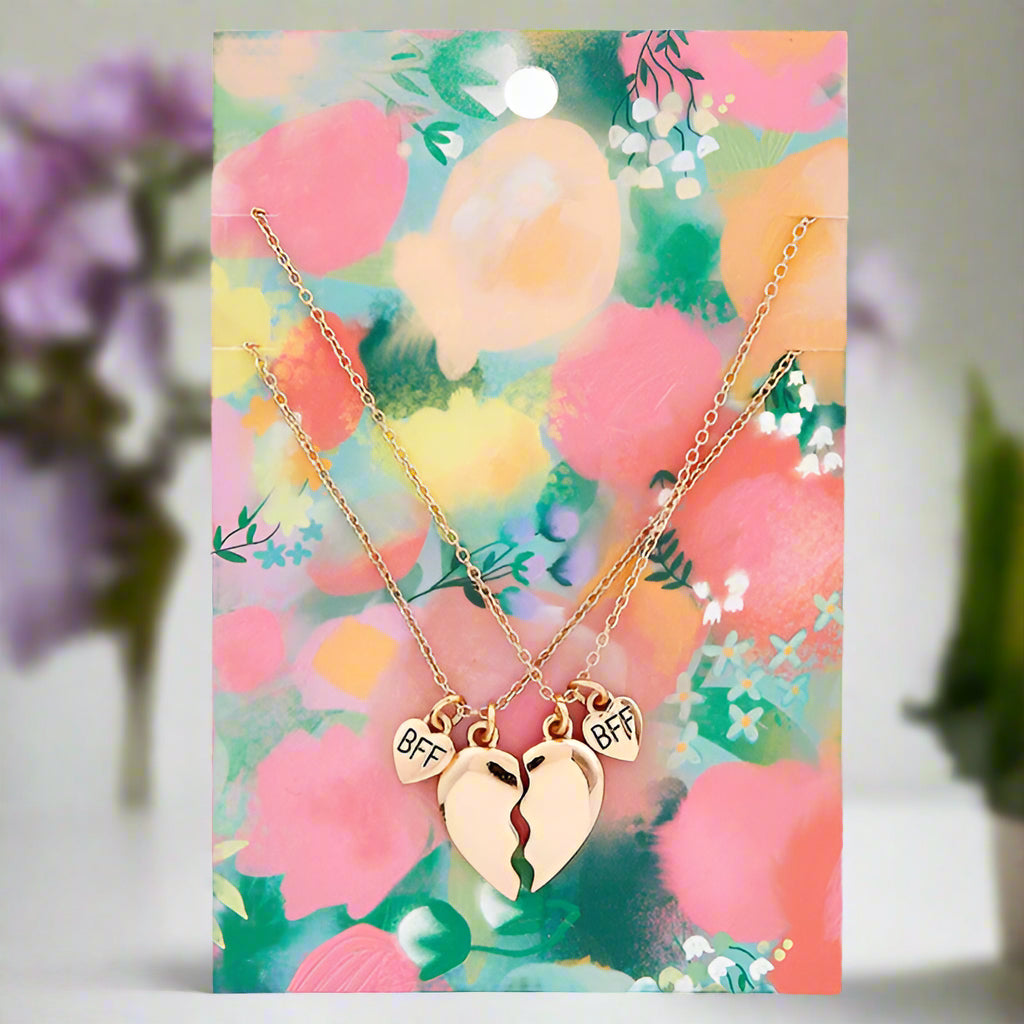 BFF Necklace Set on Floral Card