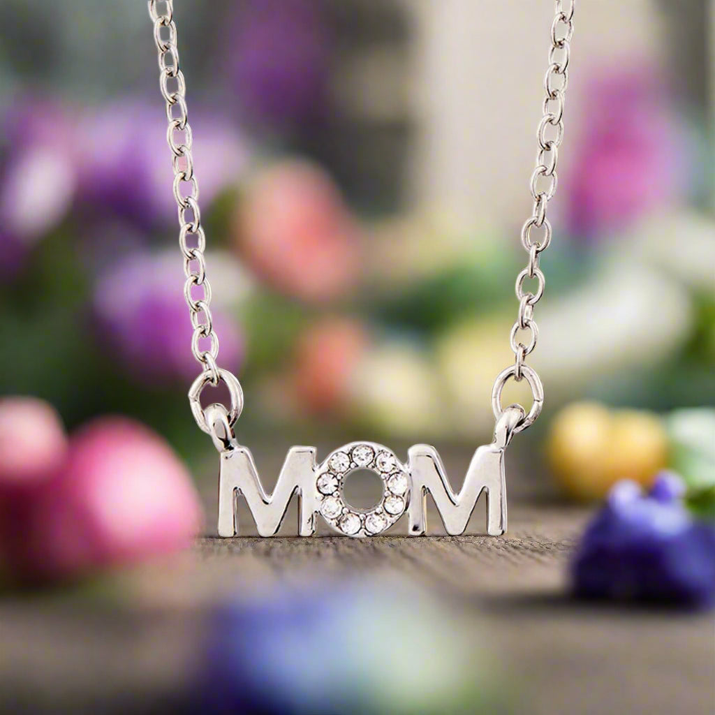 Mom Necklace on Floral Card