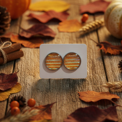 Orange Sparkle & Stripes Earrings (14mm)