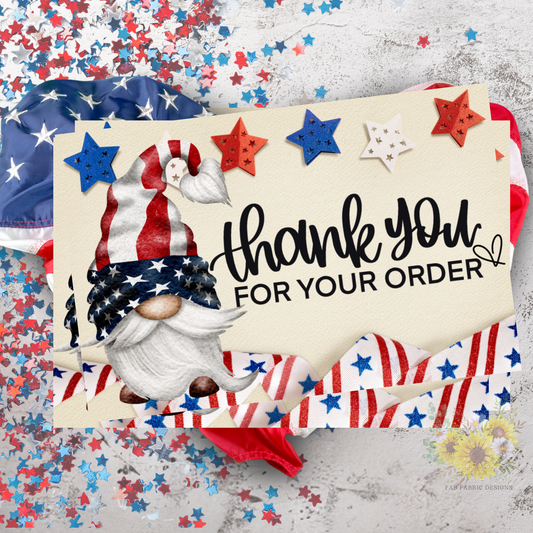 Patriotic Gnome - Thank You for Your Order Cards