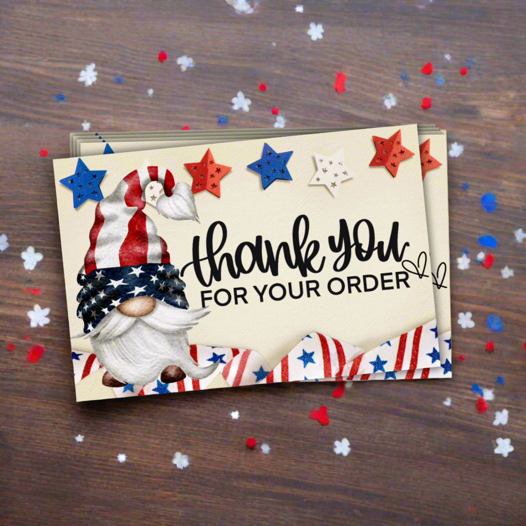 Patriotic Gnome - Thank You for Your Order Cards