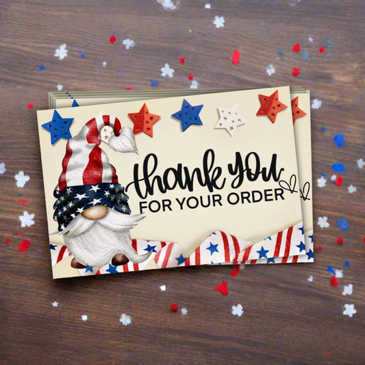 Patriotic Gnome - Thank You for Your Order Cards