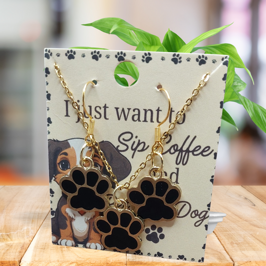 Paw Print Necklace & Earring Set