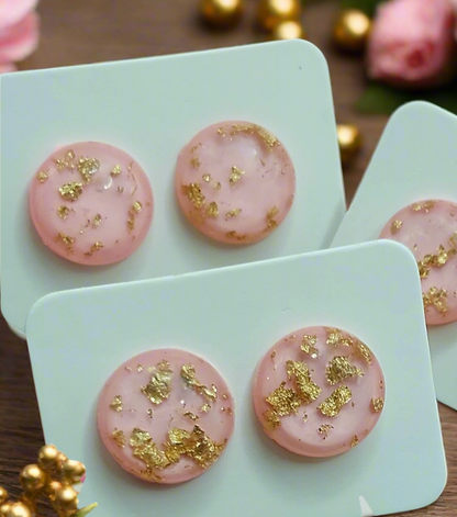 Pink & Gold Foil Earrings (12mm)
