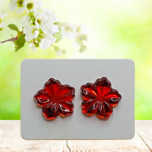 Red Flower Earrings (12mm)