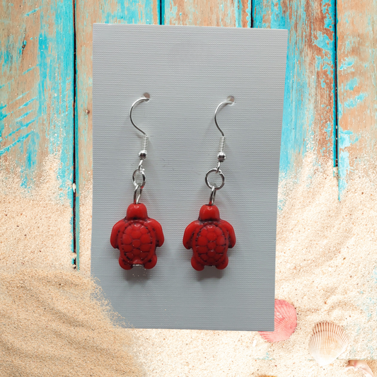 Red Turtle Dangle Earrings