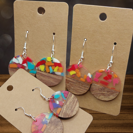 Resin & Walnut Dangle Earrings