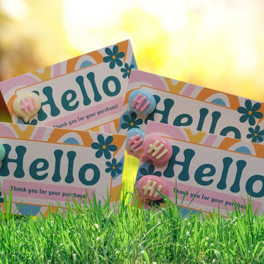 Retro Hello, Thank You For Your Purchase Mini Card with 13mm Hi Earrings