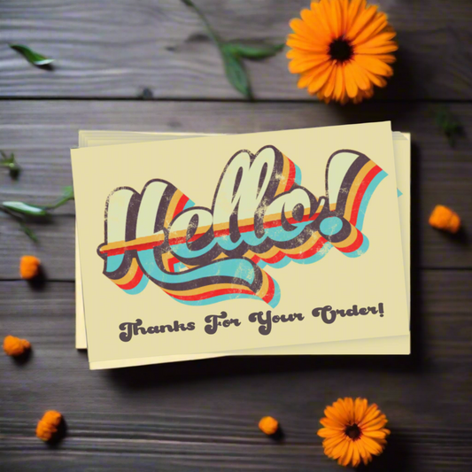 Retro Hello, Thanks for Your Order Cards