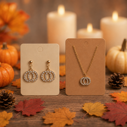 Rhinestone Pumpkin Necklace & Earrings