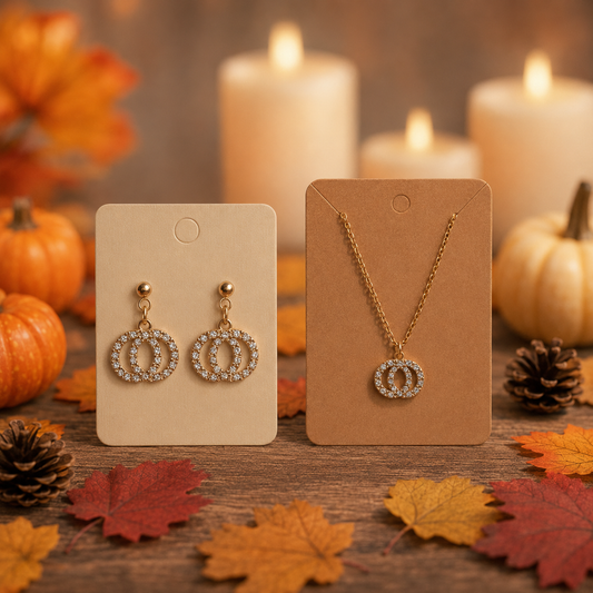 Rhinestone Pumpkin Necklace & Earrings