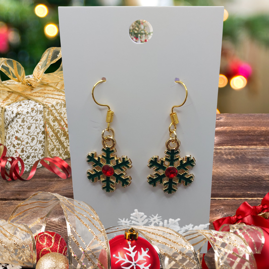 Rhinestone Snowflake Dangle Earrings