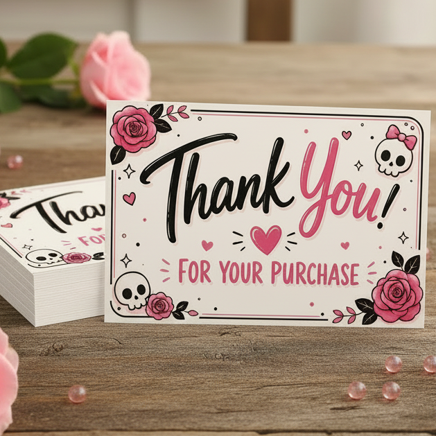 Skull & Rose Thank You for Your Purchase Cards