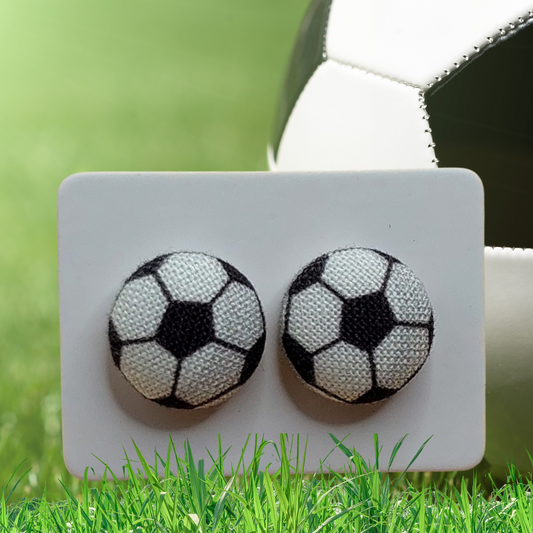 Soccer Fabric Button Stud Earrings (13mm)