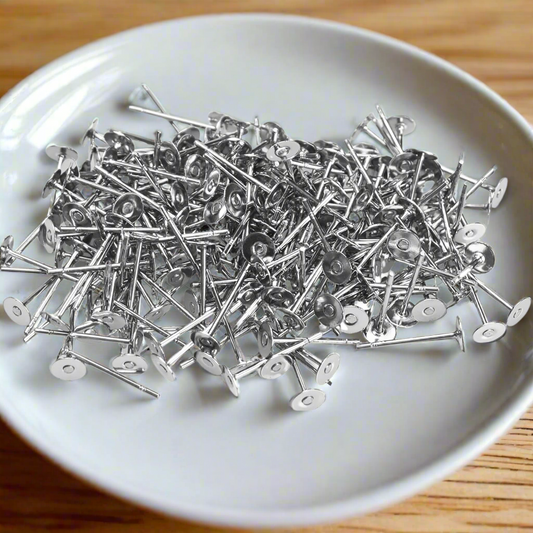 Stainless Steel Earring Posts, 4mm (100 pieces)