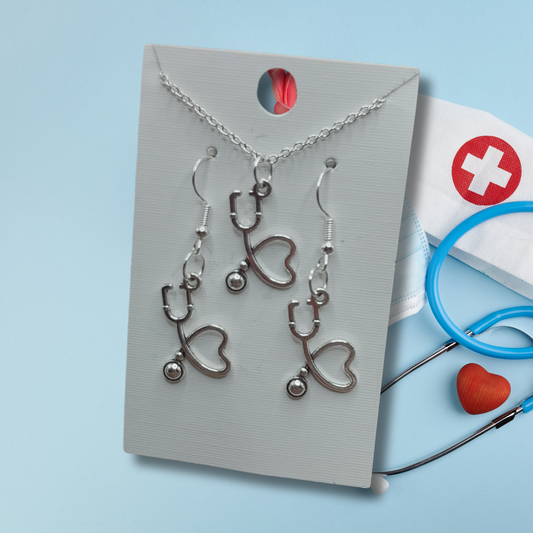 Stethoscope Necklace & Earring Set