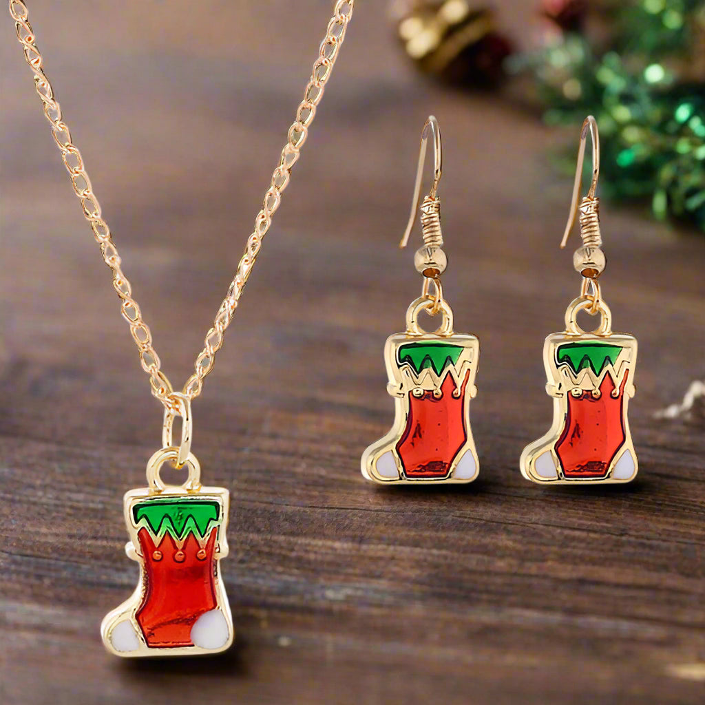 Stocking Necklace & Earring Set