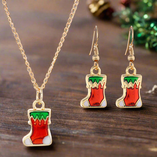 Stocking Necklace & Earring Set