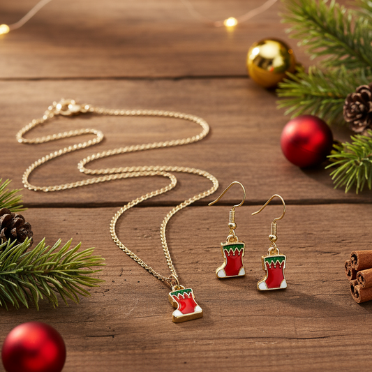 Stocking Necklace & Earring Set