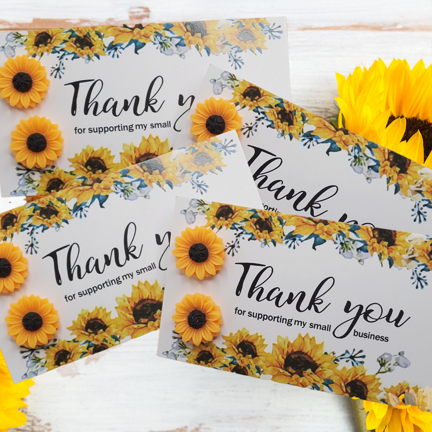 Sunflower Thank You for Supporting My Small Business Card with 15mm Earrings
