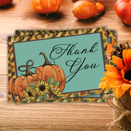 Sunflower & Pumpkins Thank You Cards