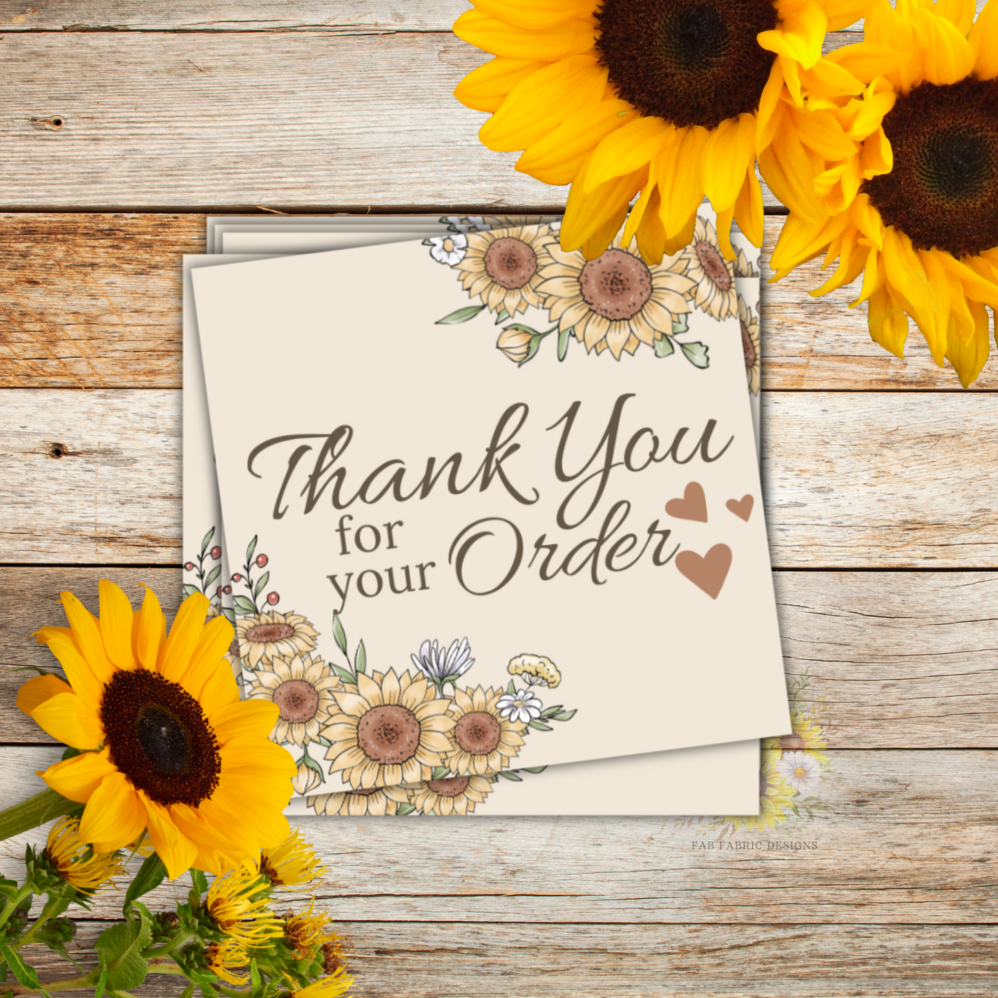 Sunflowers - Thank You for Your Order Cards