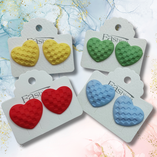 Tartan Pattern Heart Earrings