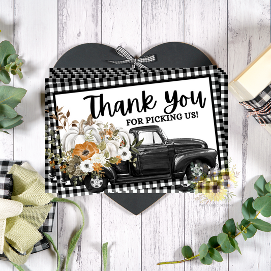 Thank You For Picking Us, Black Plaid - Fall Truck Cards