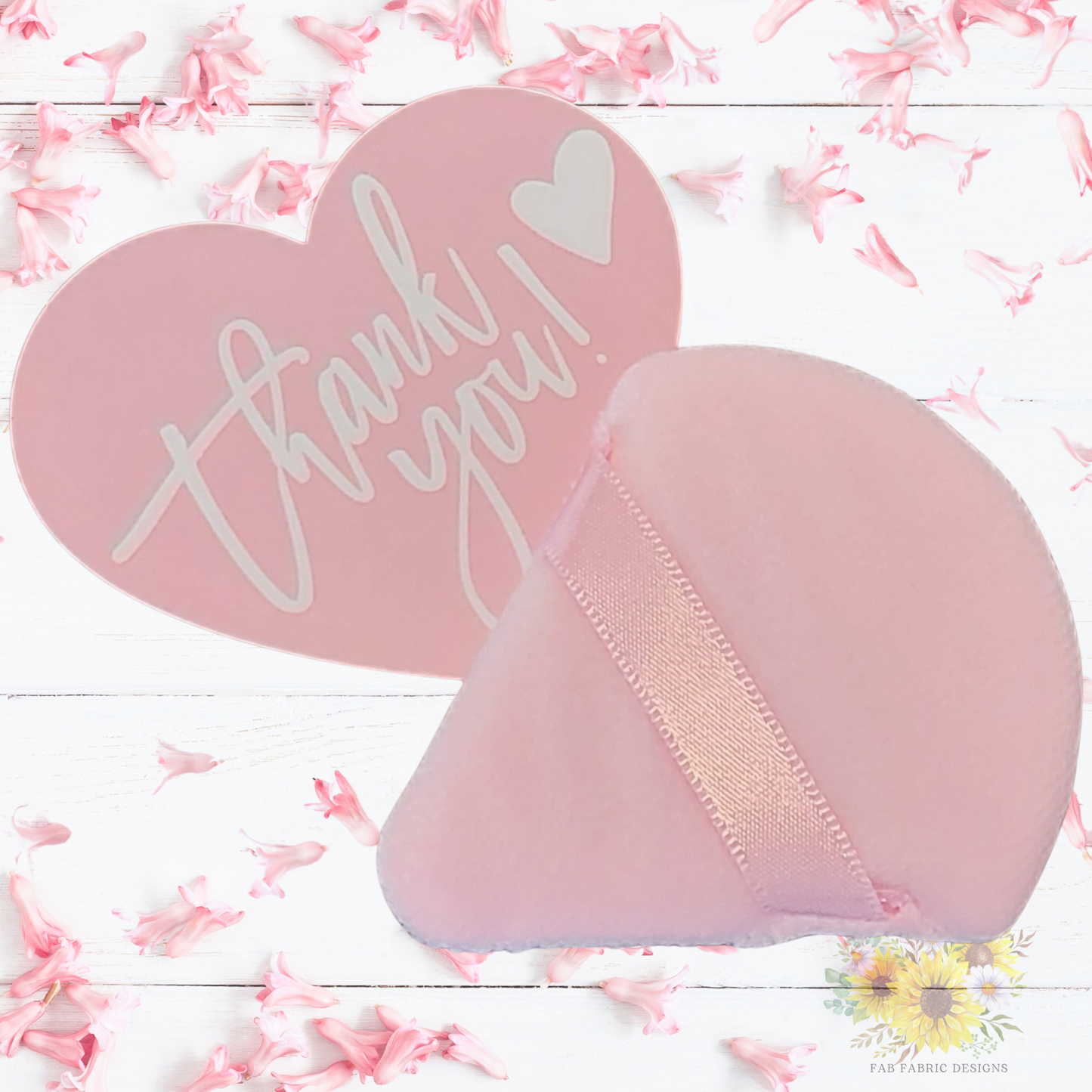 Thank You Heart Card with Pink Velvet Powder Puff