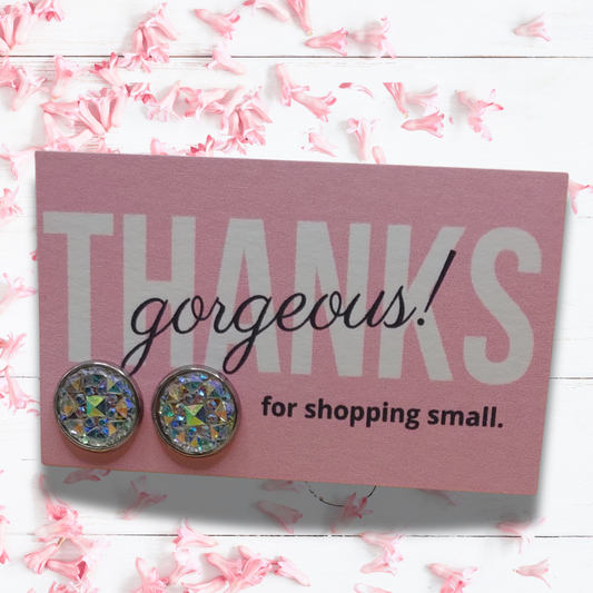 Thanks Gorgeous For Shopping Small Mini Card with 12mm Earrings