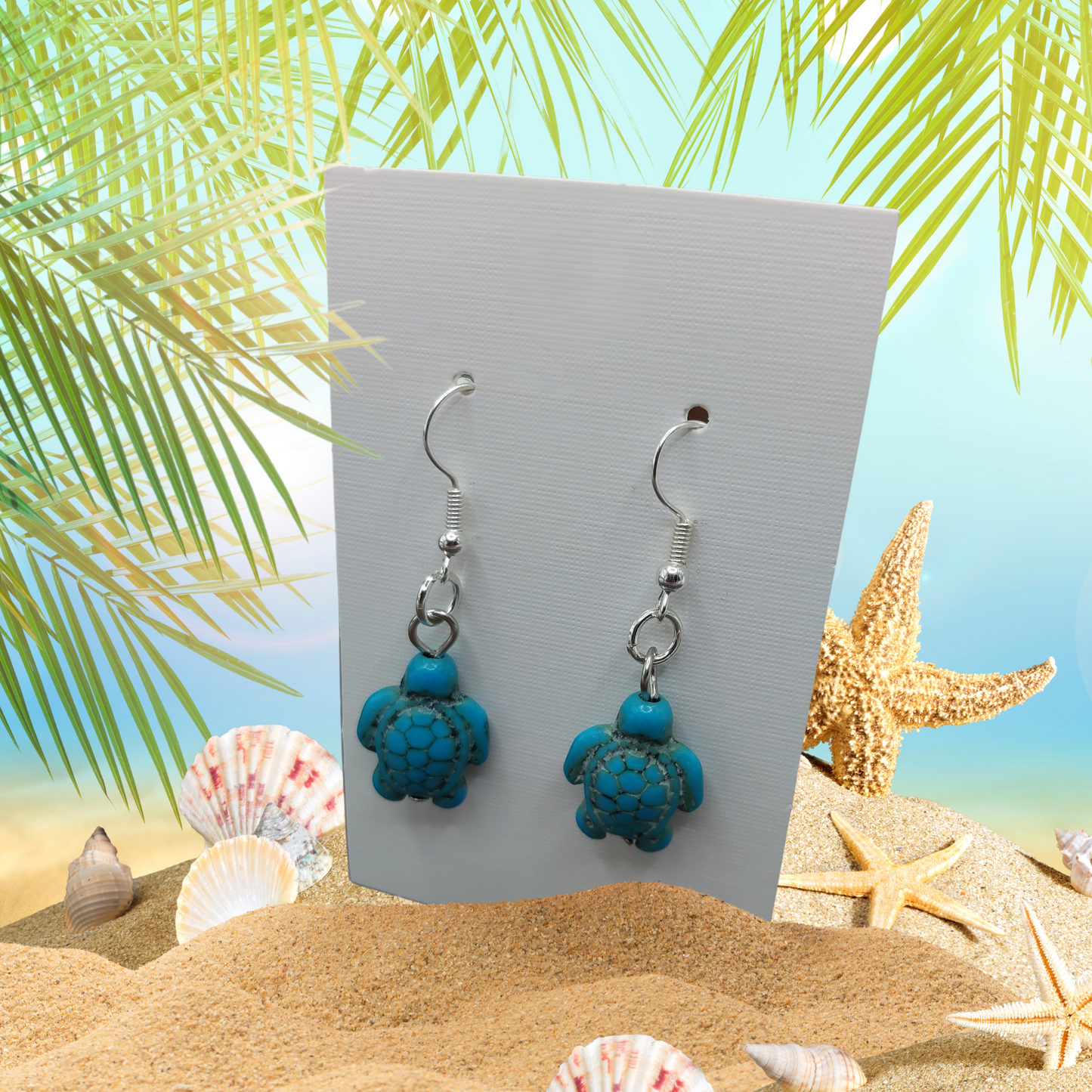 Turquoise Turtle Dangle Earrings