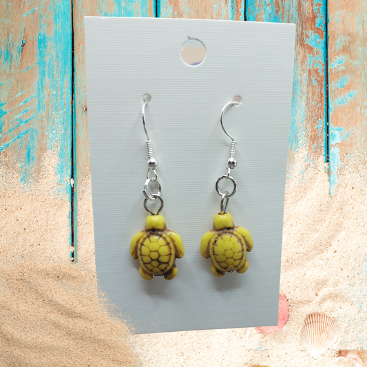 Yellow Turtle Dangle Earrings