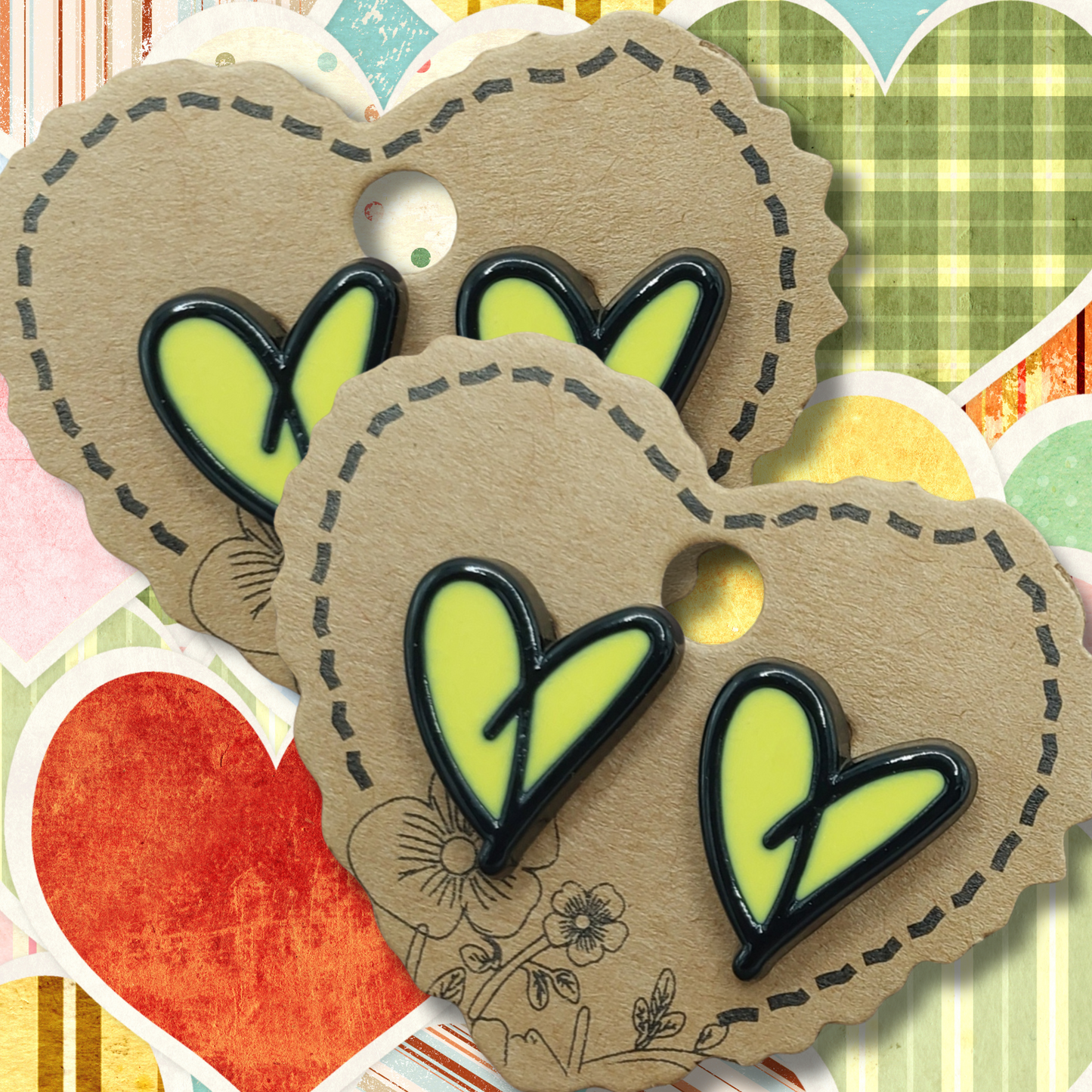 Yellow Acrylic Heart Earrings