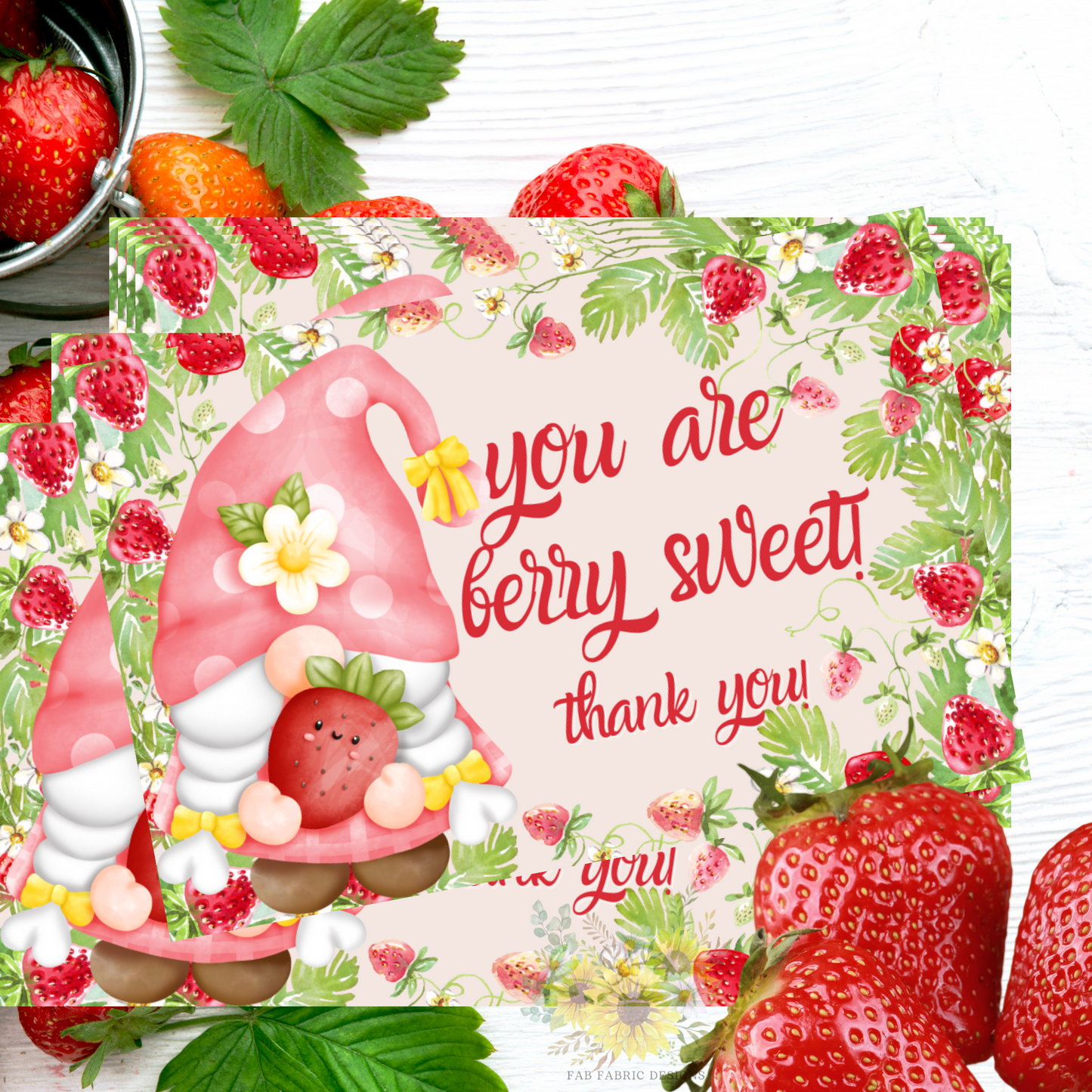 You Are Berry Sweet with Gnome, Thank You Cards