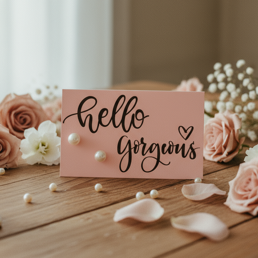 Hello Gorgeous Card with Imitation Pearl Earrings