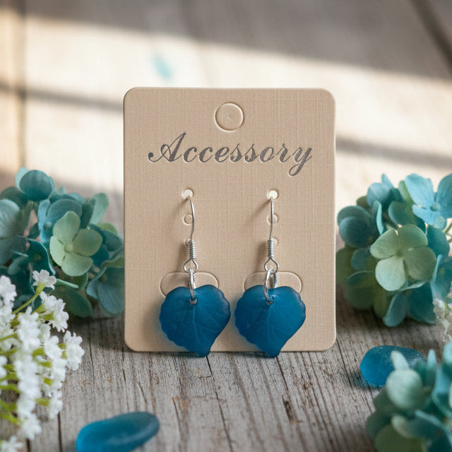 Teal Leaf Dangle Earrings