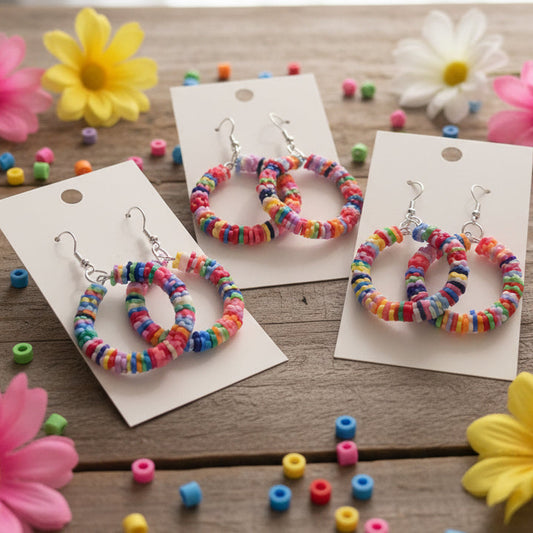 Polymer Clay Blossom Bead Dangle Earrings