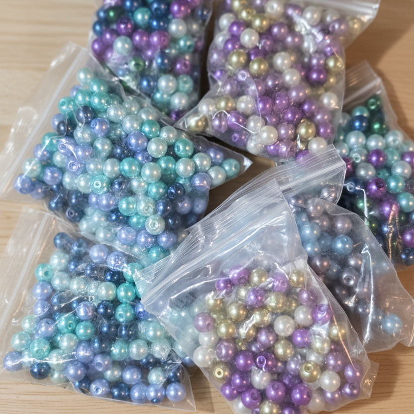 7 Assorted Bags of 8mm Beads
