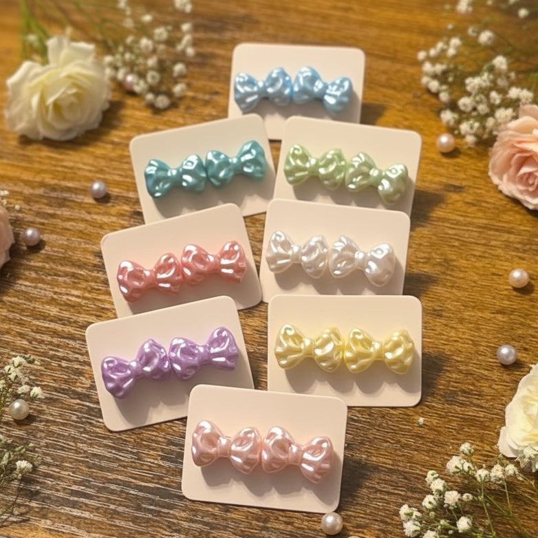 Pearlescent Bow Earrings (15mm)