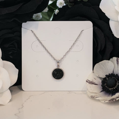 Black Imitation Druzy Necklace