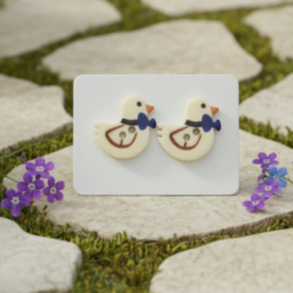 Duck Button Earrings (14mm)