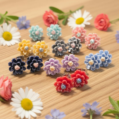 9mm Pearly Flower Earrings, 20 Pair