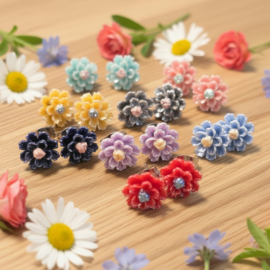 9mm Pearly Flower Earrings